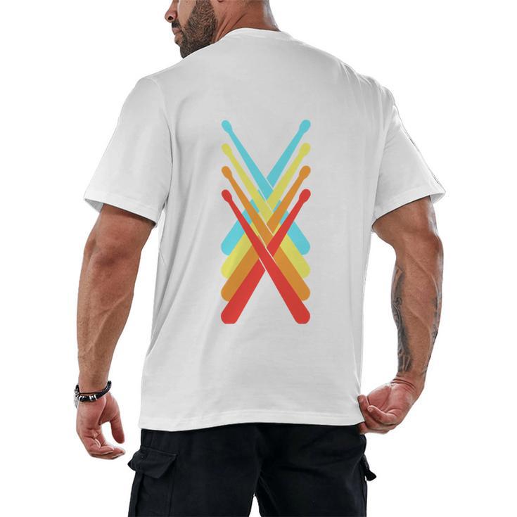 Vintage Drum Kit Percussion Drummer Men's Back Print T-Shirt