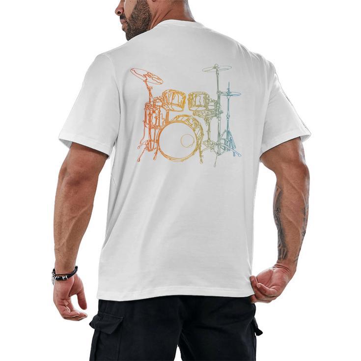 Vintage Drummer Drum Kit Men's Back Print T-Shirt