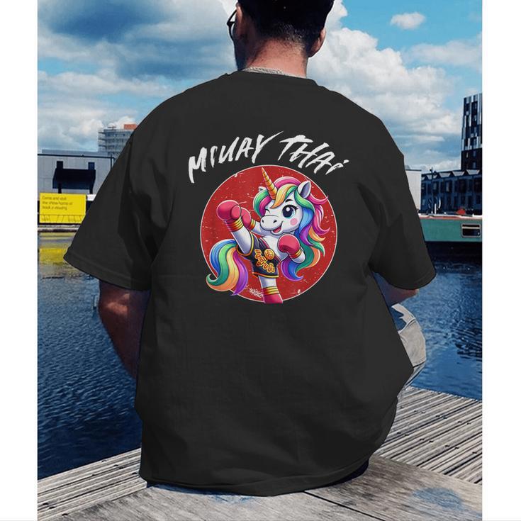 Cute Thai Boxing And Muay Thai Unicorn Men's Back Print T-Shirt Cute Thai Boxing And Muay Thai Unicorn Men's Back Print T-Shirt