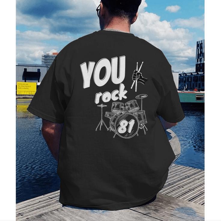 Drum Kit Drummer 81 Years 81st Birthday Men Women Men's Back Print T-Shirt Drum Kit Drummer 81 Years 81st Birthday Men Women Men's Back Print T-Shirt