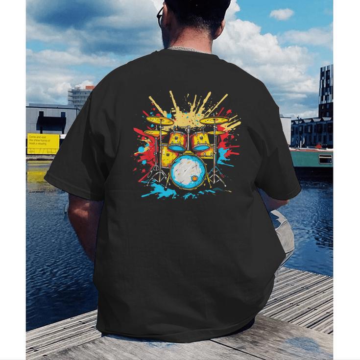 Drum Kit Steamwave Music Band Men's Back Print T-Shirt