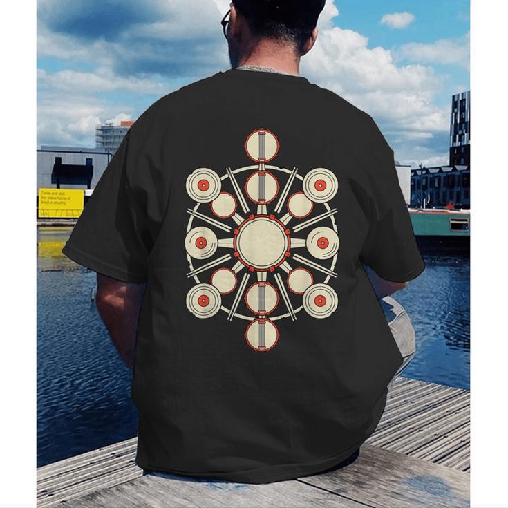 Drummer Drum Kit Mandala Percussionist Music Lover Men's Back Print T-Shirt