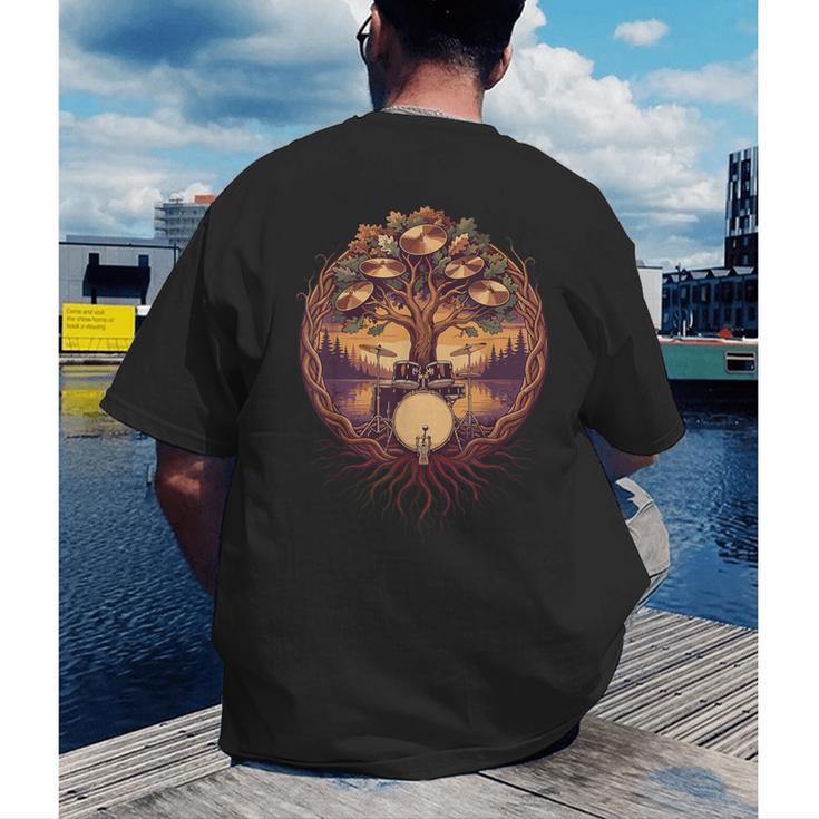 Drummer Drum Kit Musician Percussion Player Men's Back Print T-Shirt Drummer Drum Kit Musician Percussion Player Men's Back Print T-Shirt
