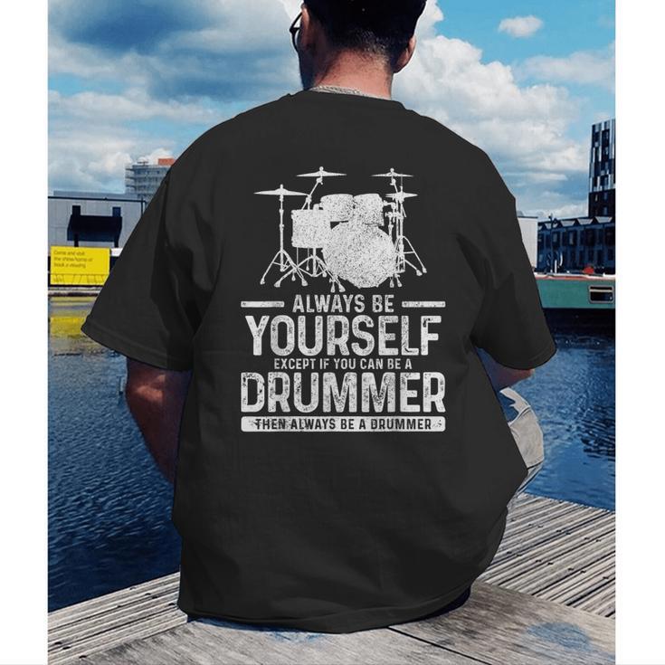 Drummer Drum Kit Saying Drummer Men's Back Print T-Shirt Drummer Drum Kit Saying Drummer Men's Back Print T-Shirt