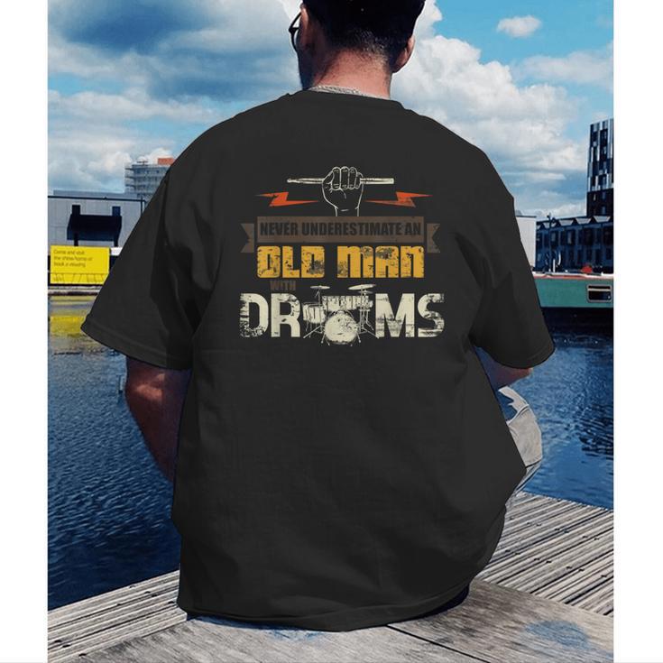 Drummer Drummer Pensioner Drum Kit Men's Back Print T-Shirt Drummer Drummer Pensioner Drum Kit Men's Back Print T-Shirt