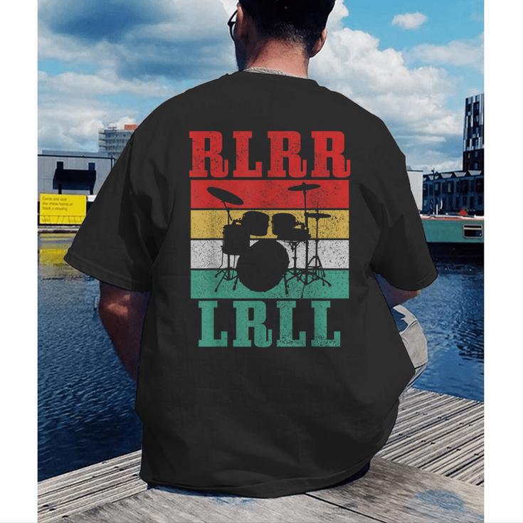 Drummer RLRR LRLL Vintage Drum Kit Men's Back Print T-Shirt Drummer RLRR LRLL Vintage Drum Kit Men's Back Print T-Shirt
