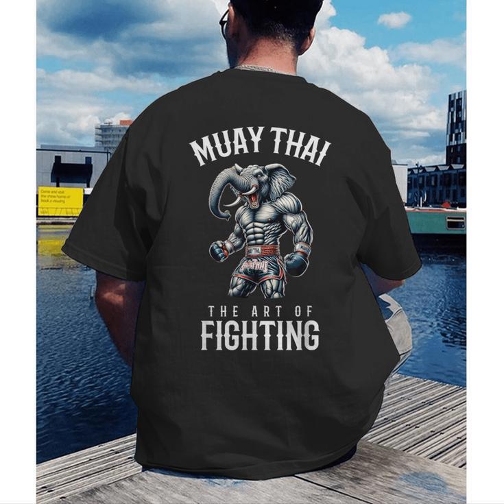 Elephant Muay Thai Kickboxing And Elephant Thai Boxing Men's Back Print T-Shirt Elephant Muay Thai Kickboxing And Elephant Thai Boxing Men's Back Print T-Shirt