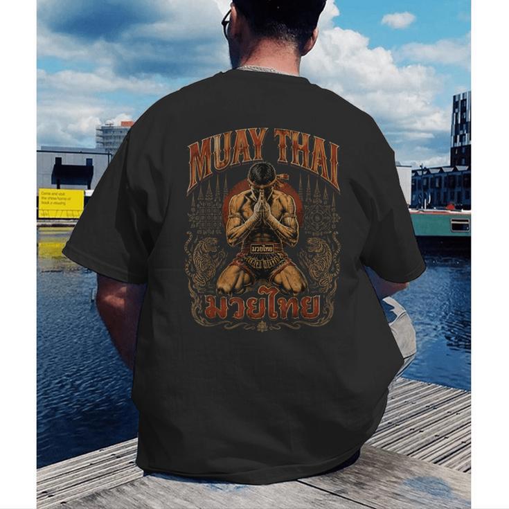 Faded Muay Thai Fighter Nak Muay Thailand Boxing Men's Back Print T-Shirt