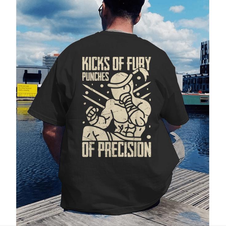 Kicks Of Fury Punches Of Precision Muay Thai Men's Back Print T-Shirt Kicks Of Fury Punches Of Precision Muay Thai Men's Back Print T-Shirt