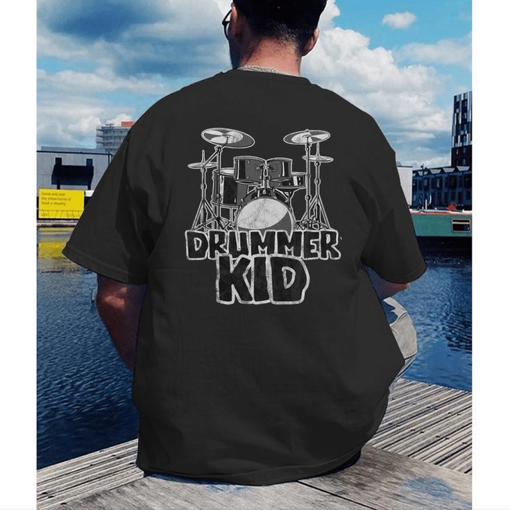 Little Drummer Awesome Drum Kit For Young Musicians Men's Back Print T-Shirt Little Drummer Awesome Drum Kit For Young Musicians Men's Back Print T-Shirt