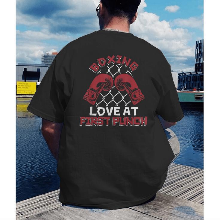 Love At First Punch Professional Boxer Muay Thai Boxing Men's Back Print T-Shirt