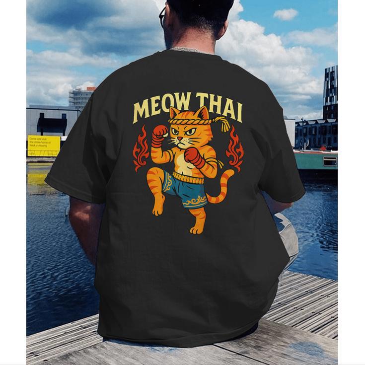 Meow Thai Muay Thai Cat Fighter Pun Dad Joke Men's Back Print T-Shirt