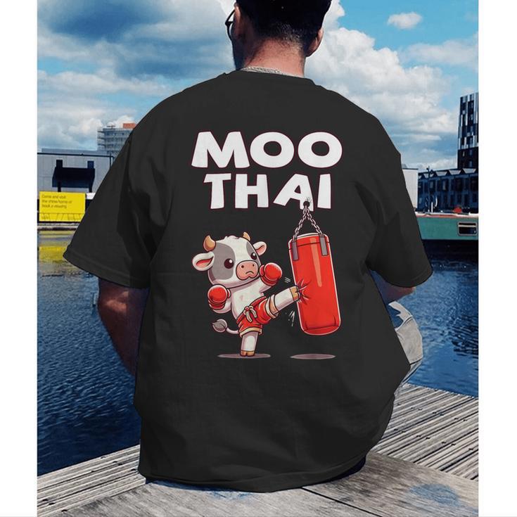 Moo Thai Muay Thai Cow Thai Boxing For Kids Muay Thai Men's Back Print T-Shirt Moo Thai Muay Thai Cow Thai Boxing For Kids Muay Thai Men's Back Print T-Shirt