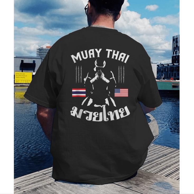 Muay Thai American Flag Martial Arts Thai Boxing Coach Men's Back Print T-Shirt