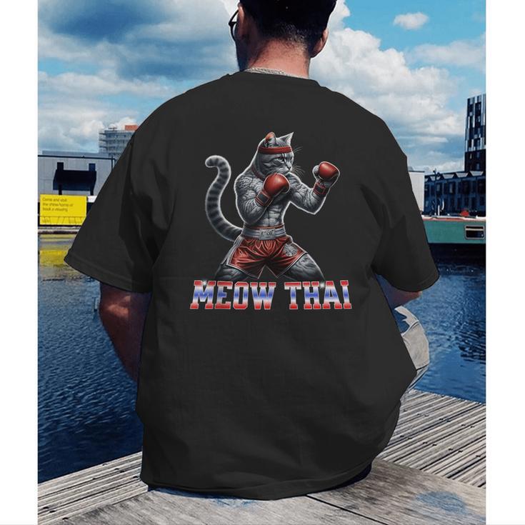 Muay Thai Cat Meow Thai Boxing Men's Back Print T-Shirt