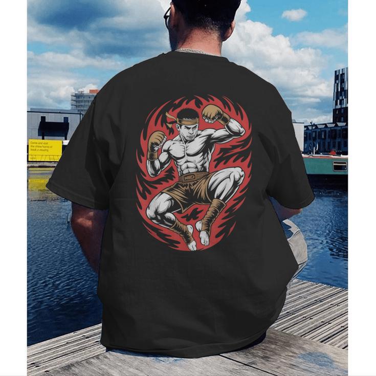 Muay Thai Elbow Strike Silhouette Minimal Clean Sport Men's Back Print T-Shirt