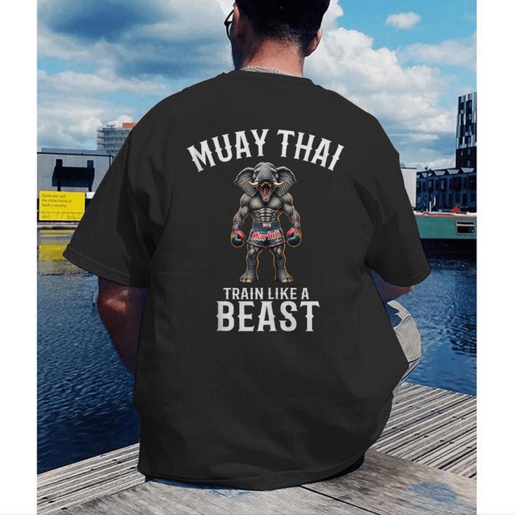 Muay Thai Elephant Kickboxing And Elephant Thai Men's Back Print T-Shirt