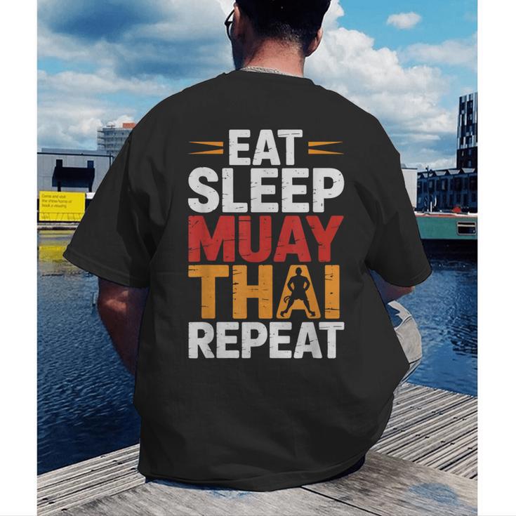 Muay Thai Fighter Eat Sleep Repeat Lifestyle Training Men's Back Print T-Shirt Muay Thai Fighter Eat Sleep Repeat Lifestyle Training Men's Back Print T-Shirt