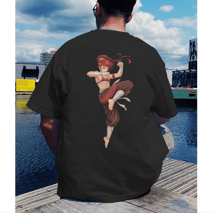 Muay Thai Girl Anime Japan Thaiboxer Kickboxing Muay Thai Men's Back Print T-Shirt