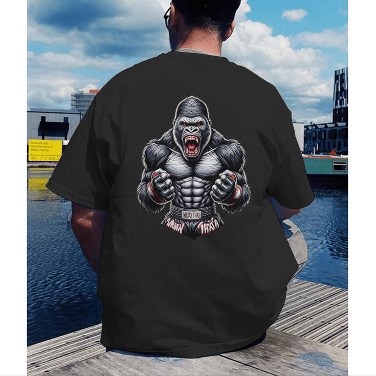 Muay Thai Gorilla Thai Boxing And Fighting Men's Back Print T-Shirt