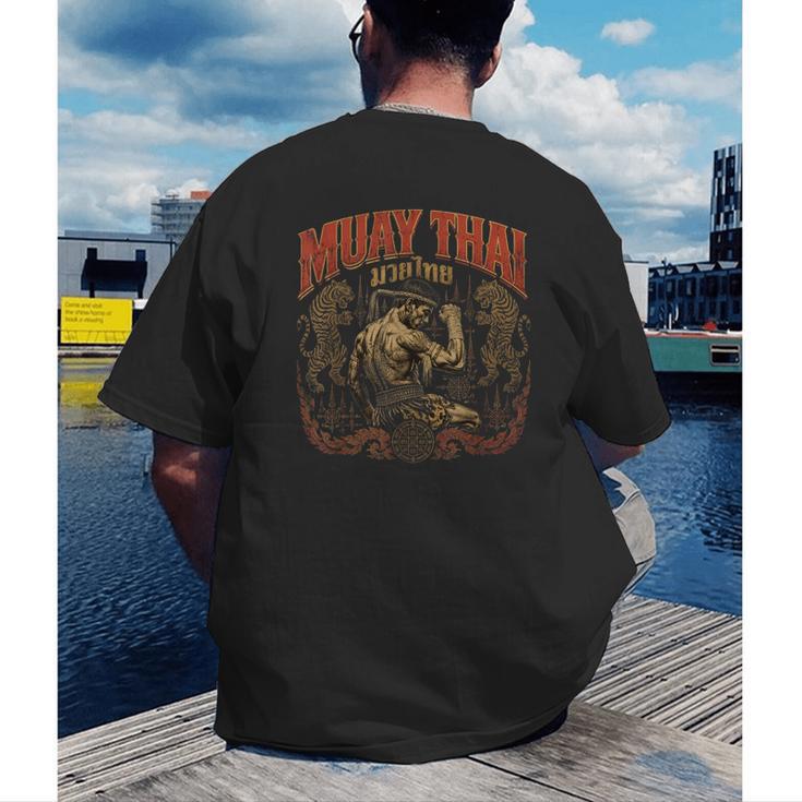 Muay Thai Grandpa Vintage Thai Boxing Fighter Art Men's Back Print T-Shirt