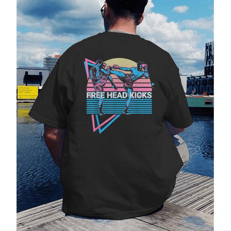 Muay Thai Kickboxing Retro Free Head Kicks Men's Back Print T-Shirt