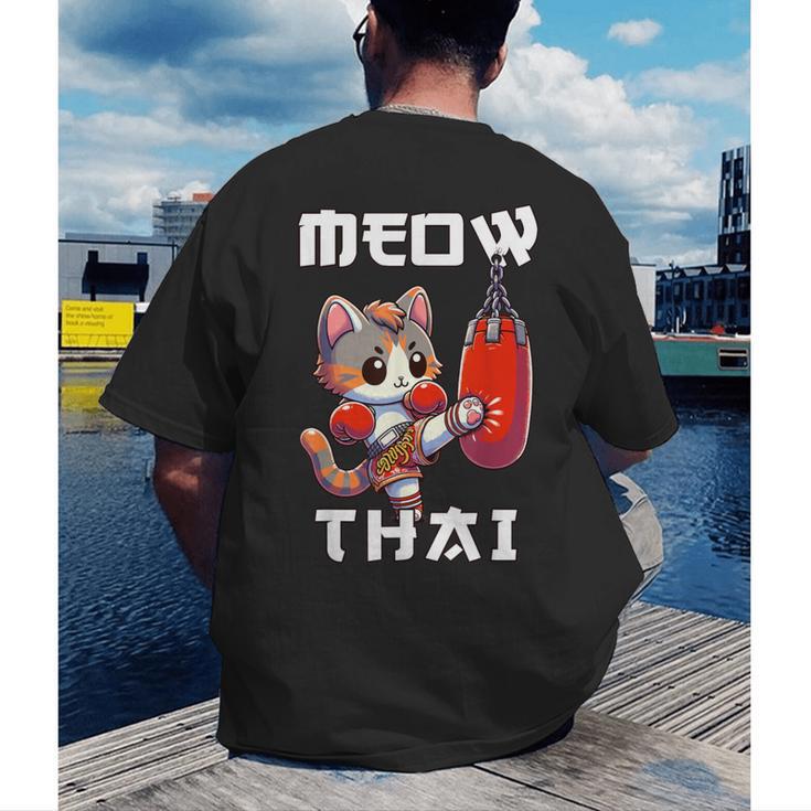 Muay Thai Meow Thai & Thai Boxing Muay Thai Cat Men's Back Print T-Shirt