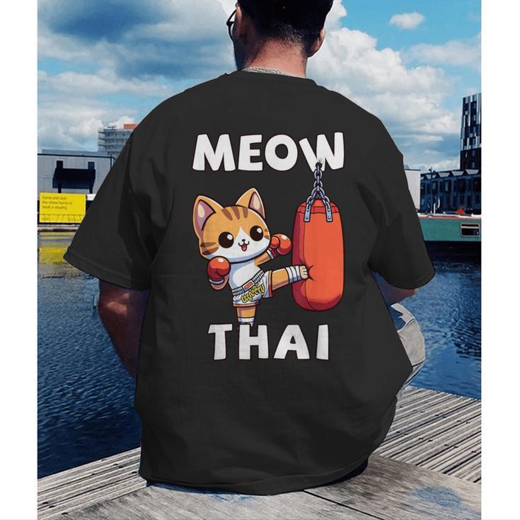 Muay Thai Meow Thai Thai Boxing For Boys Muay Thai Cat Men's Back Print T-Shirt Muay Thai Meow Thai Thai Boxing For Boys Muay Thai Cat Men's Back Print T-Shirt