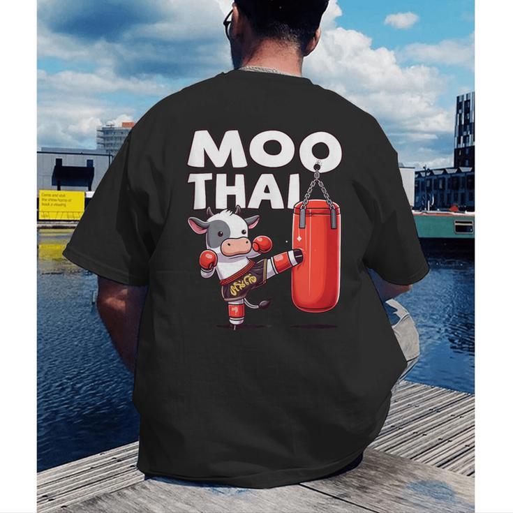 Muay Thai Moo Thai Thai Boxing For Youth Muay Thai Cow Men's Back Print T-Shirt Muay Thai Moo Thai Thai Boxing For Youth Muay Thai Cow Men's Back Print T-Shirt