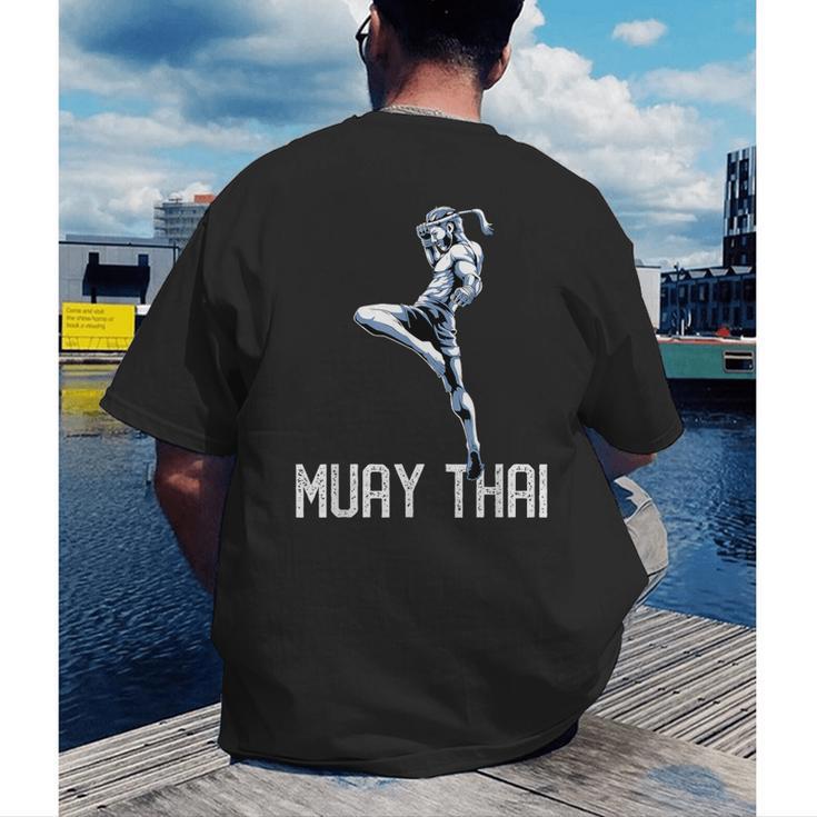 Muay Thai Tiger Nak Muay Kickboxing Men's Back Print T-Shirt Muay Thai Tiger Nak Muay Kickboxing Men's Back Print T-Shirt