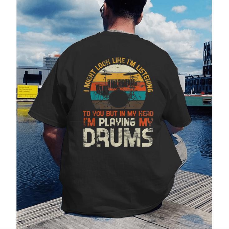 Musician Drummer Music Lover Drum Kit Men's Back Print T-Shirt Musician Drummer Music Lover Drum Kit Men's Back Print T-Shirt