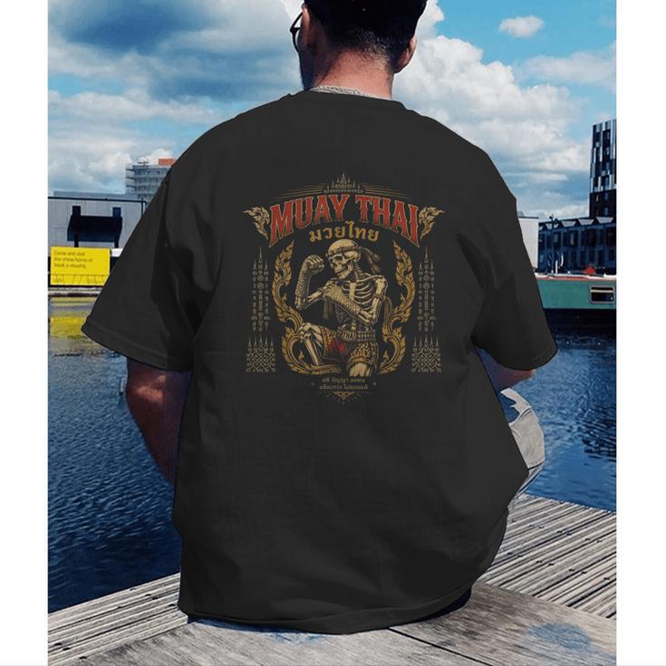 Retro Muay Thai Shorts Thai Boxing Fighter Style Skeleton Men's Back Print T-Shirt