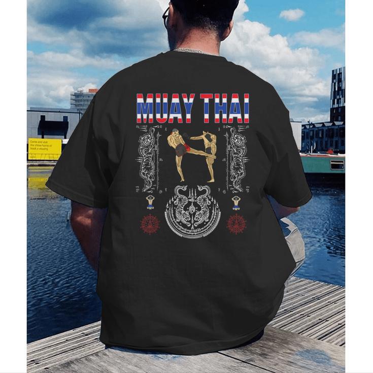 Sawadee Thai Traditional Sak Yant Thai Twin Tiger Muay Thai Men's Back Print T-Shirt