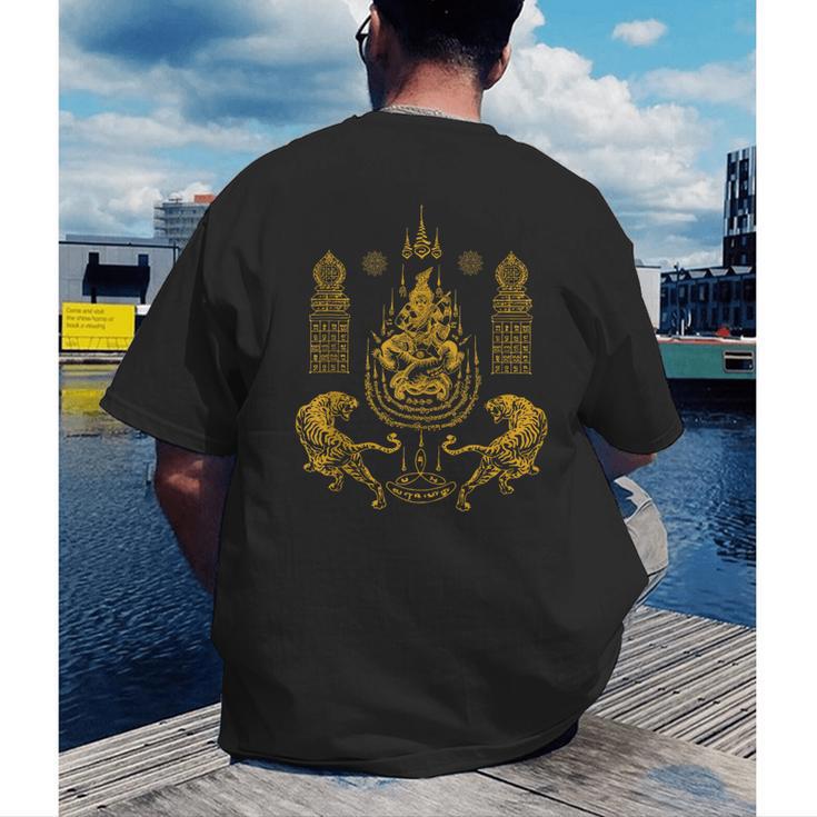 Sawadee Thai Traditional Sak Yant Thai Twin Tigers Muay Thai Men's Back Print T-Shirt Sawadee Thai Traditional Sak Yant Thai Twin Tigers Muay Thai Men's Back Print T-Shirt