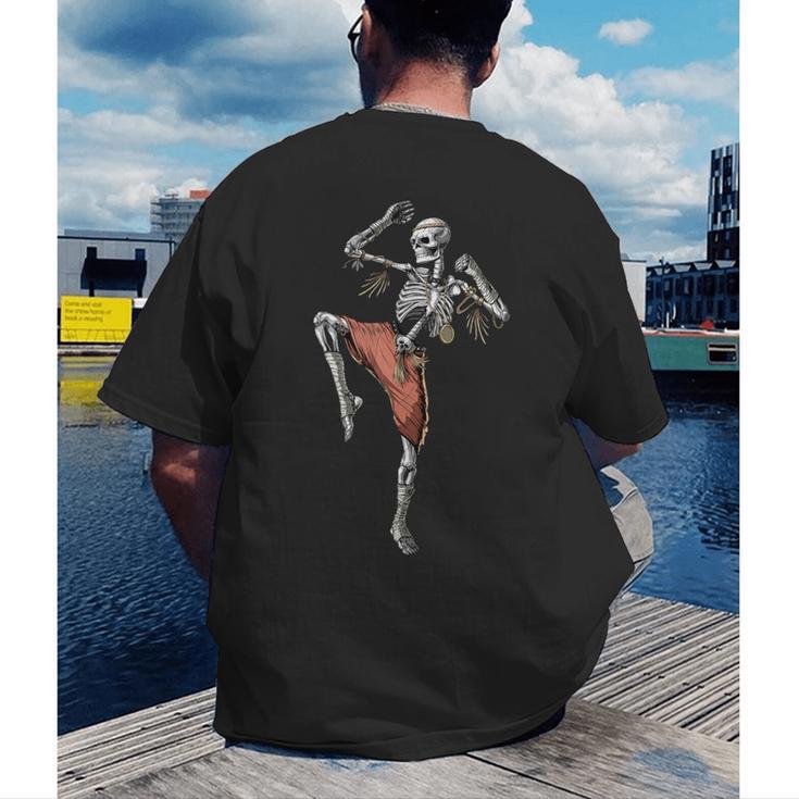 Skeleton Muay Thai Boxing Karate Kickboxing Martial Arts Men's Back Print T-Shirt Skeleton Muay Thai Boxing Karate Kickboxing Martial Arts Men's Back Print T-Shirt