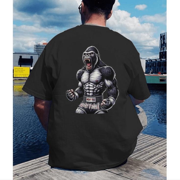 Strong Muay Thai Gorilla Thai Boxing And Fighting Men's Back Print T-Shirt