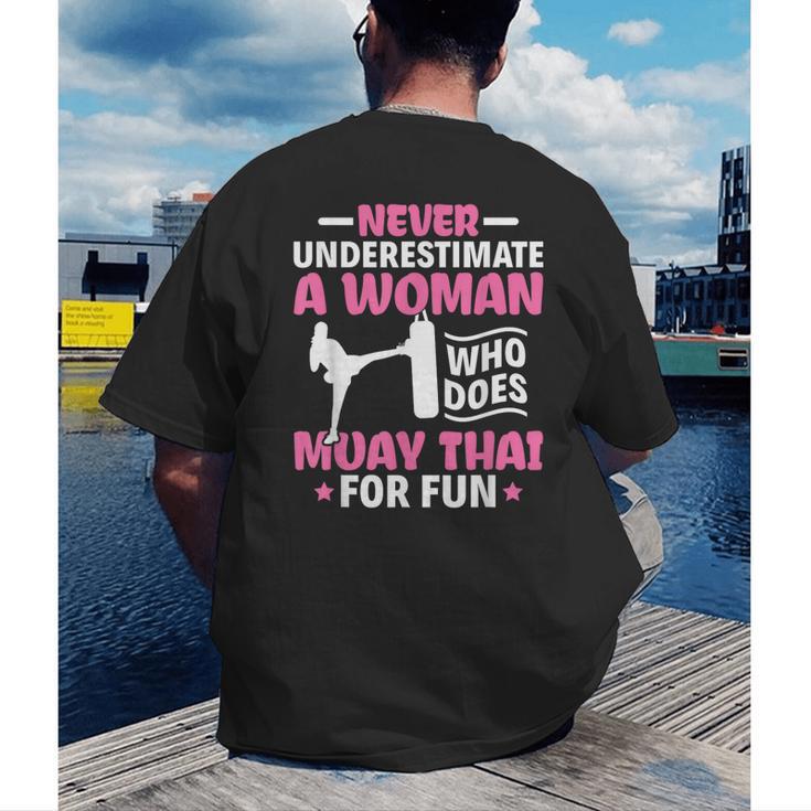 Never Underestimate A Woman Thai Boxing Muay Thai Fighter Men's Back Print T-Shirt Never Underestimate A Woman Thai Boxing Muay Thai Fighter Men's Back Print T-Shirt