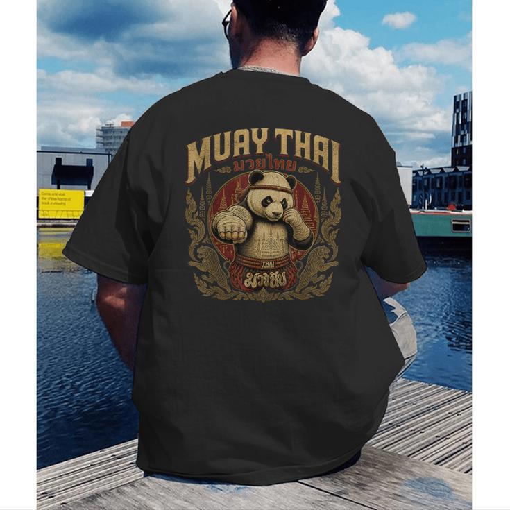 Vintage Muay Thai Gym Thai Boxing Training Fighter Panda Men's Back Print T-Shirt
