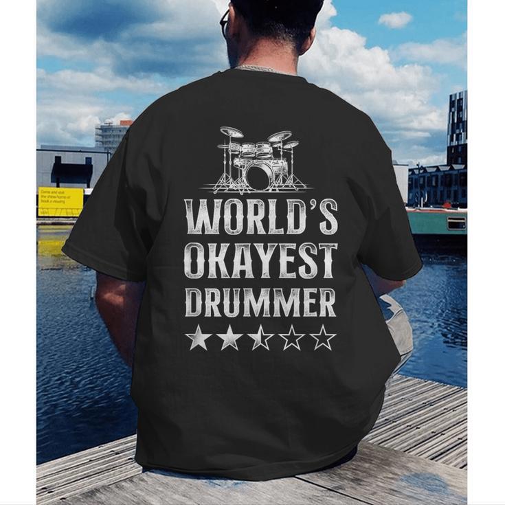 Vintage World'S Okayest Drummer Drum Kit Men's Back Print T-Shirt Vintage World'S Okayest Drummer Drum Kit Men's Back Print T-Shirt