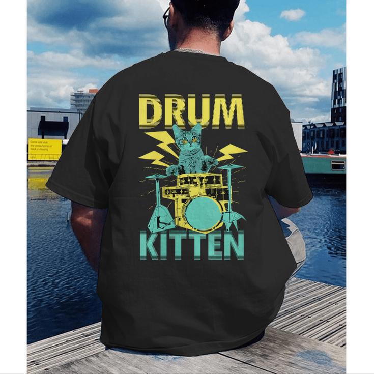 Women's Cute Drummer Cat Drum Kitten Men's Back Print T-Shirt