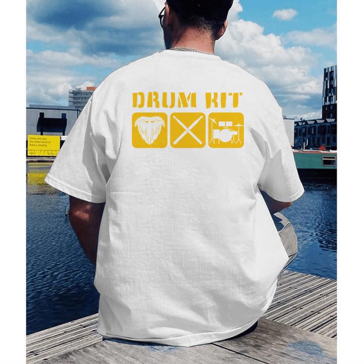 Drum Kit Band Drumming Drumsticks Musical Drums Men's Back Print T-Shirt Drum Kit Band Drumming Drumsticks Musical Drums Men's Back Print T-Shirt