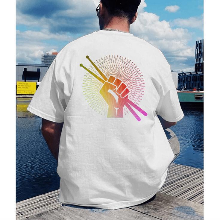 Drummer Drumsticks Fist Drum Kit Sweatshirt Men's Back Print T-Shirt Drummer Drumsticks Fist Drum Kit Sweatshirt Men's Back Print T-Shirt