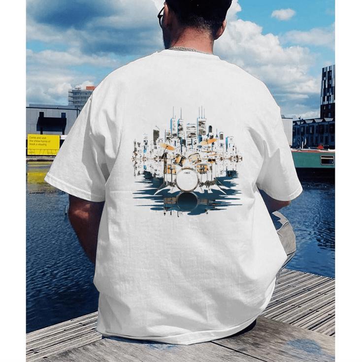 Drumset Drum Kit Music Drummer Drumming Men's Back Print T-Shirt Drumset Drum Kit Music Drummer Drumming Men's Back Print T-Shirt
