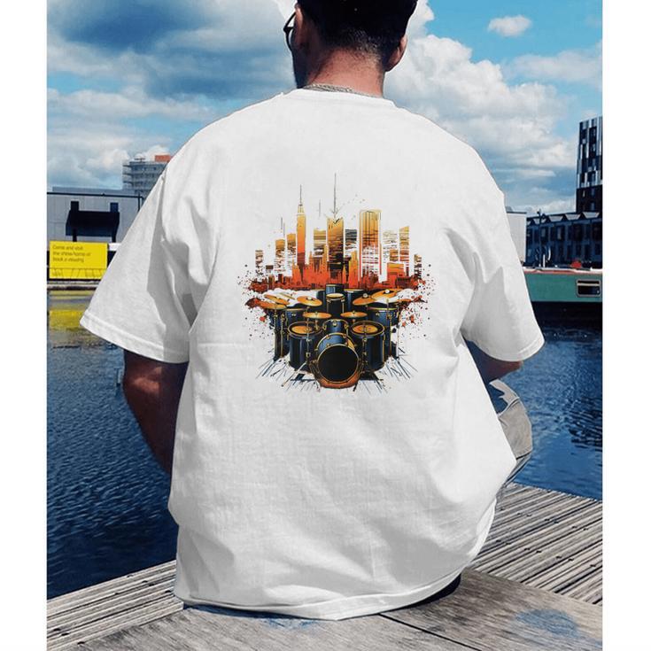 Drumset Drum Kit Music Drummer Drumming Raglan Baseball Tee Men's Back Print T-Shirt Drumset Drum Kit Music Drummer Drumming Raglan Baseball Tee Men's Back Print T-Shirt