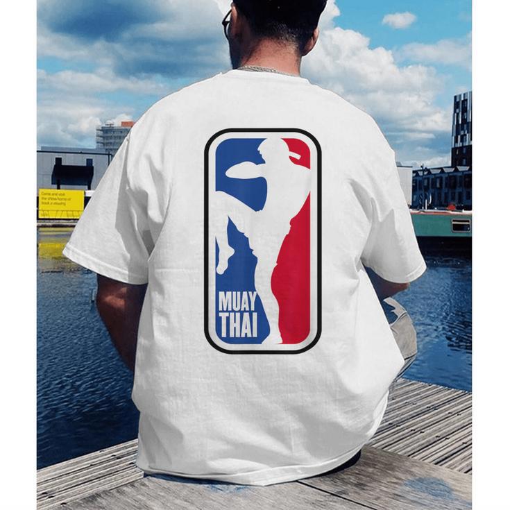 Muay Thai Fighter Retro Kickboxing MMA Training Men's Back Print T-Shirt