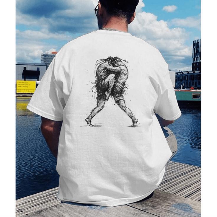 Muay Thai Kickboxing Nak Muay Thai Boxing Fighter Men's Back Print T-Shirt Muay Thai Kickboxing Nak Muay Thai Boxing Fighter Men's Back Print T-Shirt