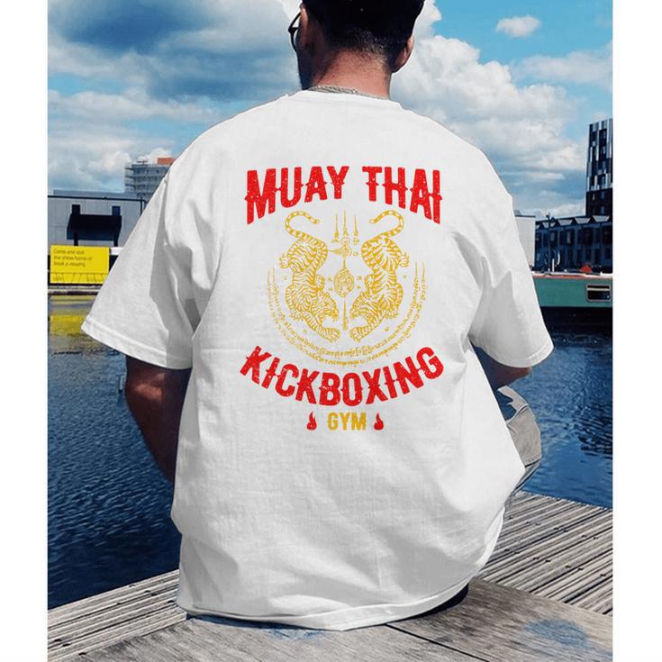 Muay Thai Tiger Kickboxing Gym MMA Street Fight Kickboxing Men's Back Print T-Shirt Muay Thai Tiger Kickboxing Gym MMA Street Fight Kickboxing Men's Back Print T-Shirt