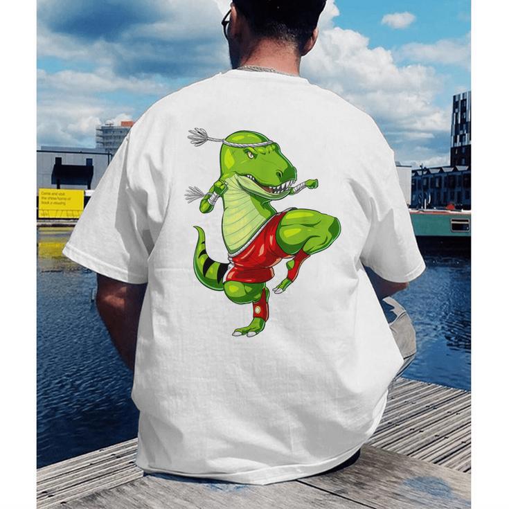 T-Rex Dinosaur Muay Thai Boxing Karate Martial Arts Kung Fu Men's Back Print T-Shirt