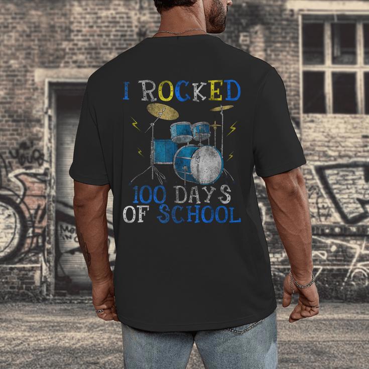 100th Day Of SchoolShirt Happy 100 Days Drum Kit Music Men's Back Print T-Shirt