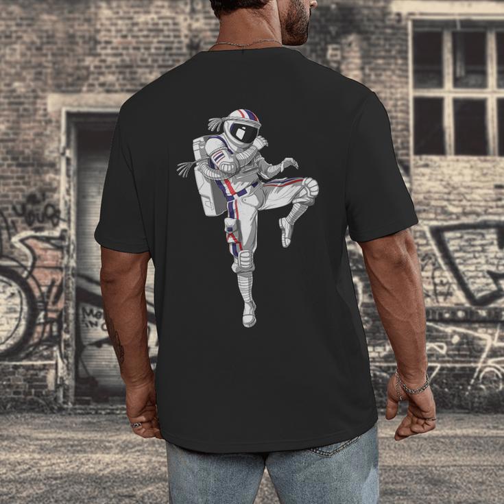 Astronaut Muay Thai Boxing Karate Kickboxing Martial Arts Men's Back Print T-Shirt